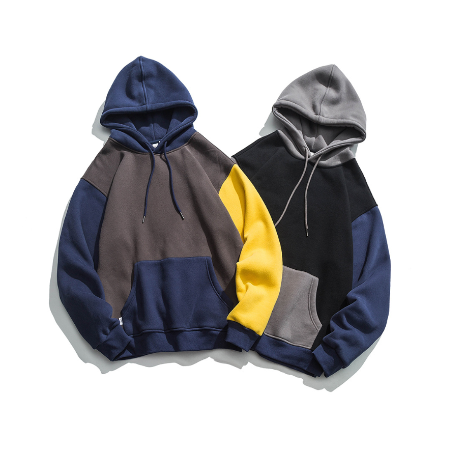 Hehope Loose sleeves contrast hoodie