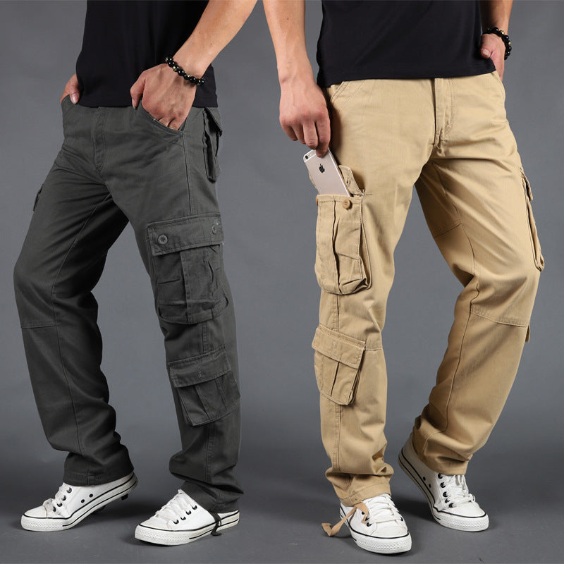 mens fall fashion Export Spring and Autumn Casual Pants Men's New Multi-Pocket Overalls plus Size Cotton Straight Trousers Outdoor Military Pants