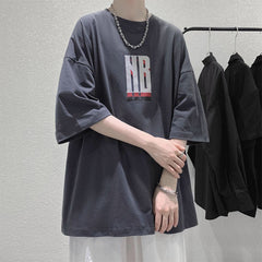 hipster Hong Kong Style Student Summer Couple Half Sleeve Oversize Loose Fashion All-Match Printed Ins Short Sleeve T-shirt Men