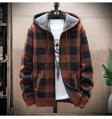 Hehope Men Plaid Color Blocking Sweater