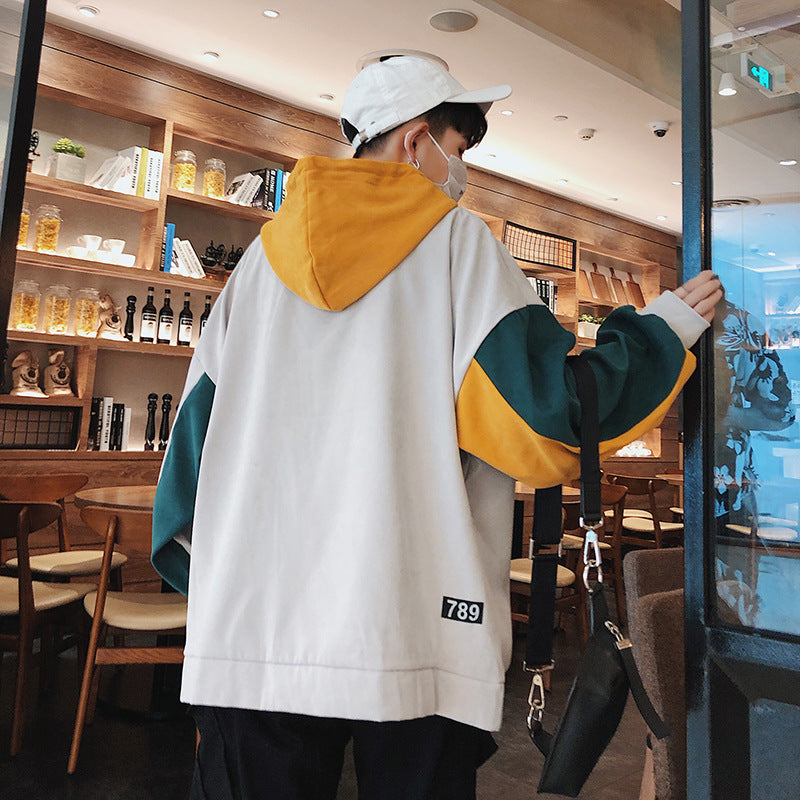 Hehope Loose Color Block Hoodie