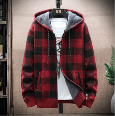 Hehope Men Plaid Color Blocking Sweater