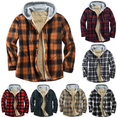 Hehope Men's Padded And Thickened Plaid Jacket