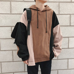 Hehope Loose Color Block Hoodie