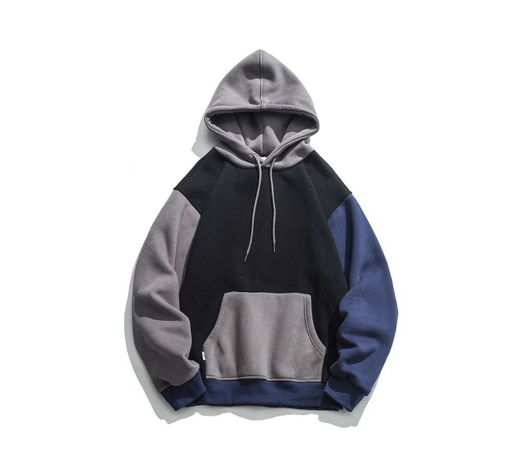 Hehope Loose sleeves contrast hoodie