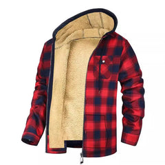 Hehope Thickened Cotton-padded Plaid Long Sleeve Loose jacket