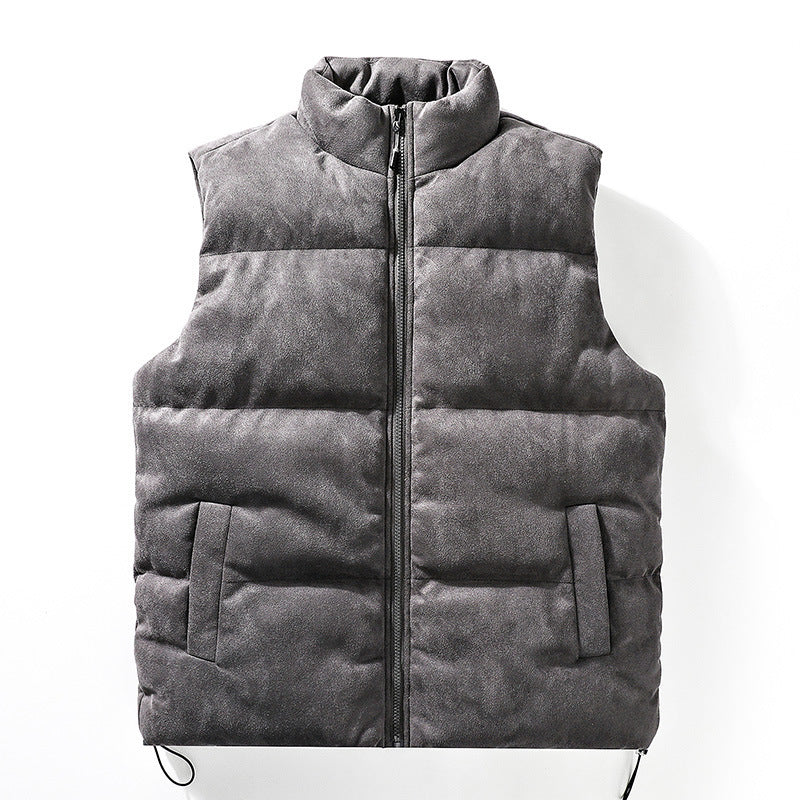 Hehope Simple Stand-up Collar Cotton-padded Vest For Men