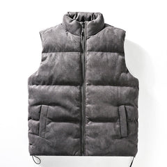 Hehope Simple Stand-up Collar Cotton-padded Vest For Men