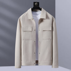 Hehope Casual Polo Collar Spring And Autumn Solid Color jacket