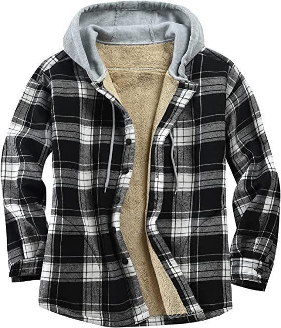 Hehope Men's Padded And Thickened Plaid Jacket