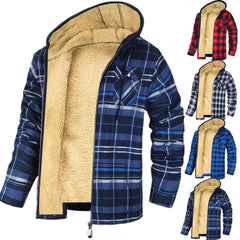 Hehope Thickened Cotton-padded Plaid Long Sleeve Loose jacket