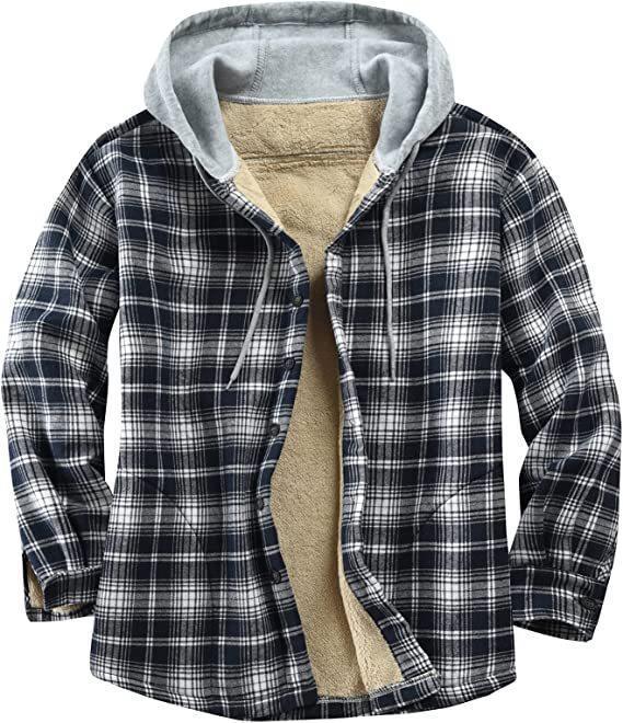 Hehope Men's Padded And Thickened Plaid Jacket