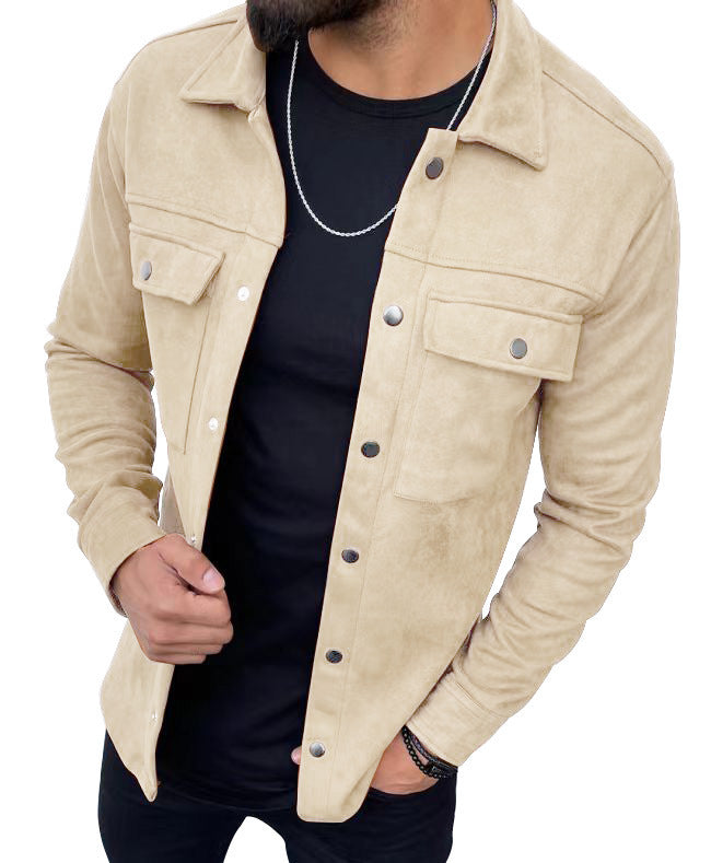 Hehope Casual Suede Button Pocket jacket