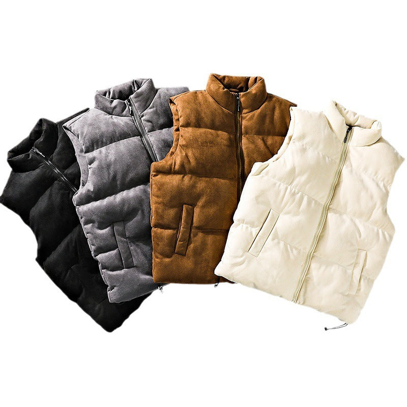 Hehope Simple Stand-up Collar Cotton-padded Vest For Men