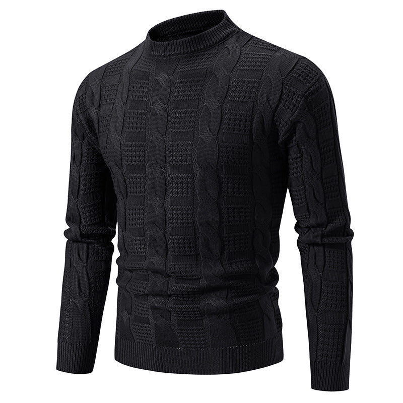 Hehope Men's Round Neck Twisted Pullover Knitwear sweater