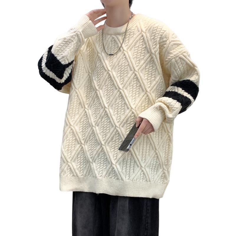 Hehope Men's Round Neck Brocade Sweater Autumn And Winter