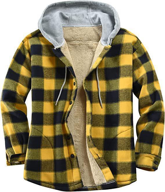 Hehope Men's Padded And Thickened Plaid Jacket