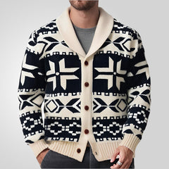 Hehope Men's European And American Retro Heavy-duty Jacquard Sweater