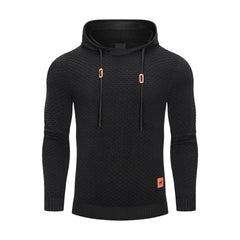 Hehope 3D Pattern Outdoor Sports Elastic Men Hoodies Solid Color Casual Hoodies