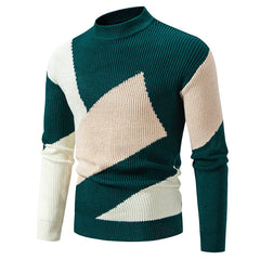 Hehope Men's Round Neck Multicolor Pullover Sweater