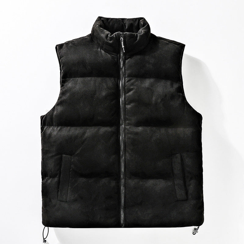 Hehope Simple Stand-up Collar Cotton-padded Vest For Men