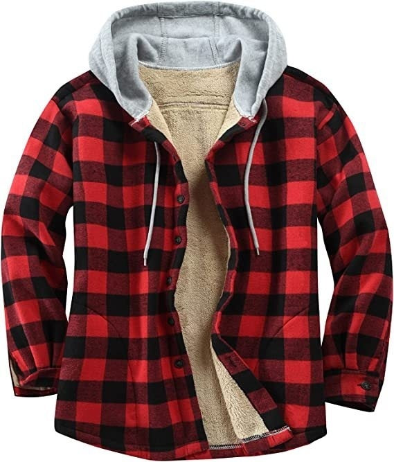 Hehope Men's Padded And Thickened Plaid Jacket