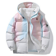 Hehope Stand Collar Gradient Color Thickened Cotton-padded Coat