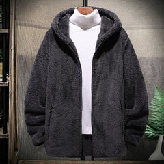 Hehope Men's Casual Grain Fashion Fleece Hooded Jacket