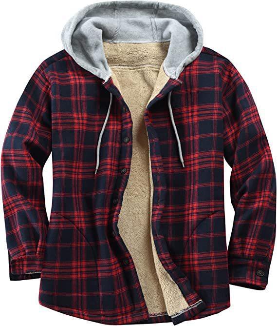 Hehope Men's Padded And Thickened Plaid Jacket