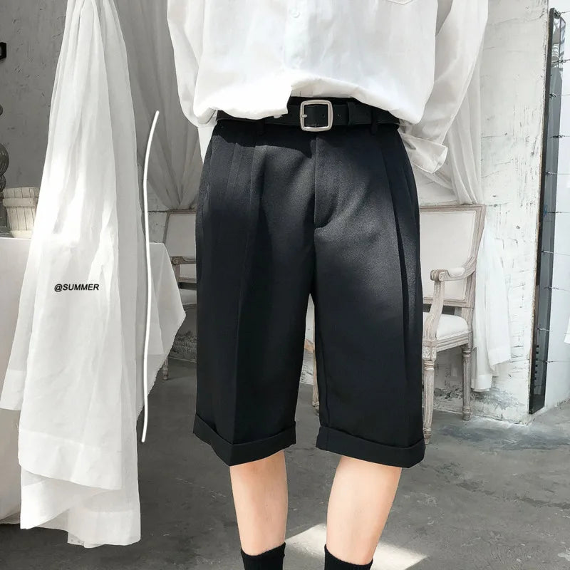 Hehope Summer Dress Shorts Men's Fashion Business Casual Shorts Men Streetwear Loose Straight Straight Pants Mens Suit Shorts S-4XL