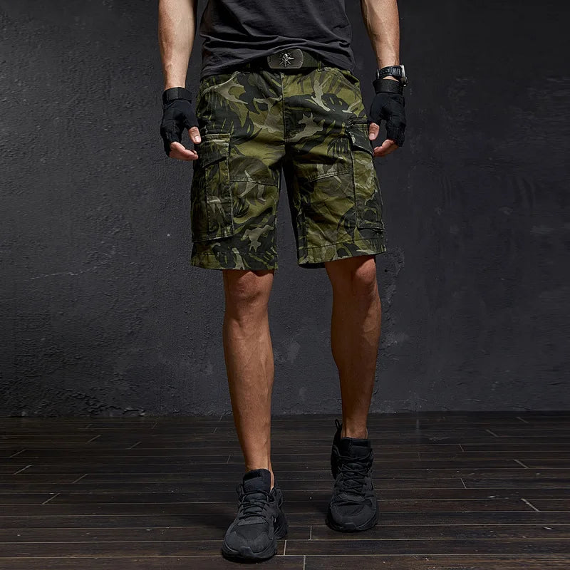 Hehope Men's Work Capri Shorts Cotton Camouflage Men's Multi Pocket Loose Summer Military Casual Pants Fashion Clothing For Male