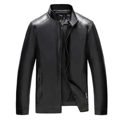 Hehope New Leather Jacket Men Spring Autumn Stand Collar Pu Coats Casual Male Leather Jacket Fashion Motorcycle Leather Jacket M-3Xl