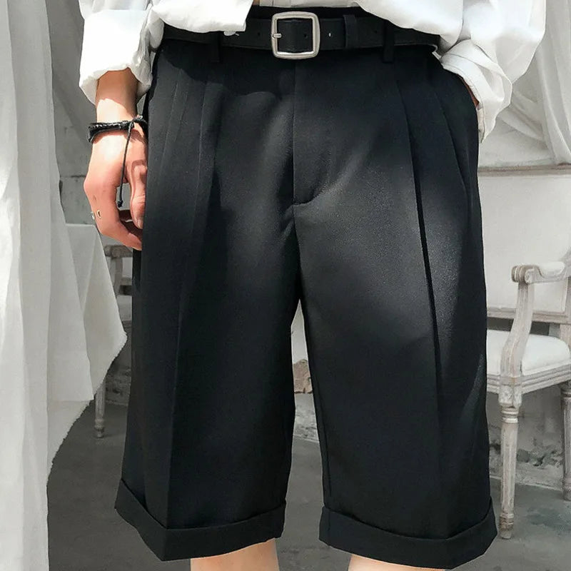 Hehope Summer Dress Shorts Men's Fashion Business Casual Shorts Men Streetwear Loose Straight Straight Pants Mens Suit Shorts S-4XL