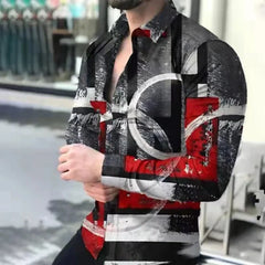 Hehope Men's Slim Shirt Autumn Casual Turn-down Collar Streetwear Fashion Together Printed Long Sleeve Oversize Shirt For Men Tops