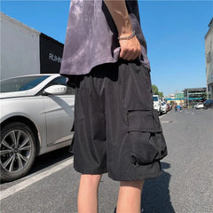 Hehope Summer fashion brand Multi Pocket tooling shorts men's straight loose wide leg versatile trend fashionable cotton streetwear