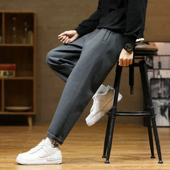 Hehope Autumn/Winter Woolen Pants Men warm Fashion Retro Multicolor Casual Pants Mens Streetwear Loose Korean Straight Trousers Mens