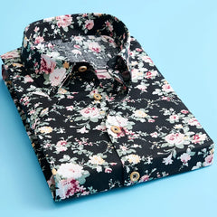 Hehope Plus Size 5XL New Summer Mens Short Sleeve Hawaiian Shirts Cotton Casual Floral Shirts Wave Regular Mens Clothing Fashion