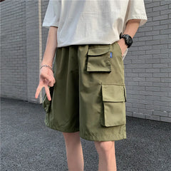 Hehope Summer fashion brand Multi Pocket tooling shorts men's straight loose wide leg versatile trend fashionable cotton streetwear