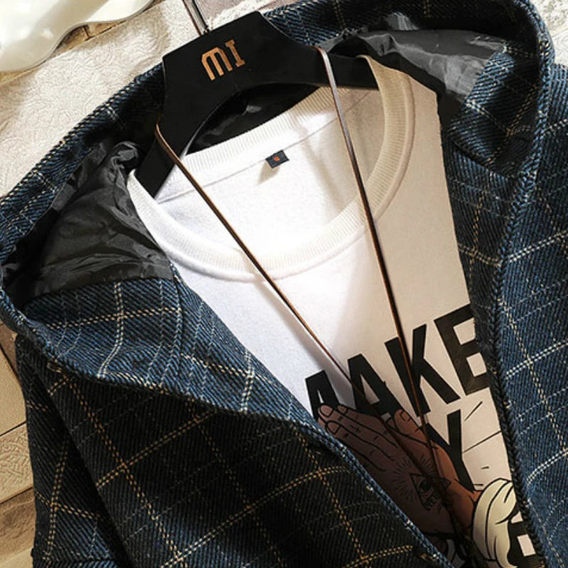 Hehope Men's Jackets Fashion Streetwear Hoodies Striped Windbreaker Jacket Hip-Hop Loose Casual Warm Male Oversize Coat