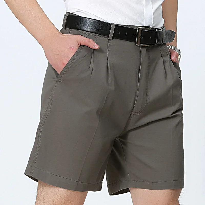 Hehope Summer Cotton shorts Men thin Loose breathable beach shorts men's Business casual suit shorts straight fold bermudas size 30-42