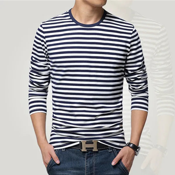 Hehope Men T-Shirt For Men Clothing Harajuku Women's t-shirt Slim Fit Cotton Stripe Long Sleeve Shirt Plus Size Fashion T-Shirts Top