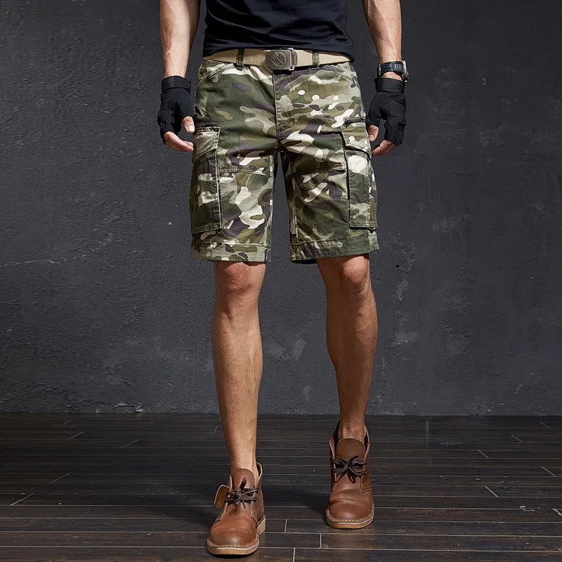 Hehope Men's Work Capri Shorts Cotton Camouflage Men's Multi Pocket Loose Summer Military Casual Pants Fashion Clothing For Male