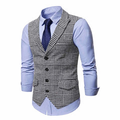 Hehope Mens Suit Vest Fashion Slim Fit Thin Plaid Men Waistcoat Tops Business Vest Waistcoat Man England Style Male Casual Suits Vests