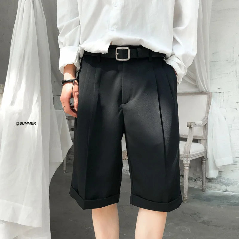 Hehope Summer Dress Shorts Men's Fashion Business Casual Shorts Men Streetwear Loose Straight Straight Pants Mens Suit Shorts S-4XL