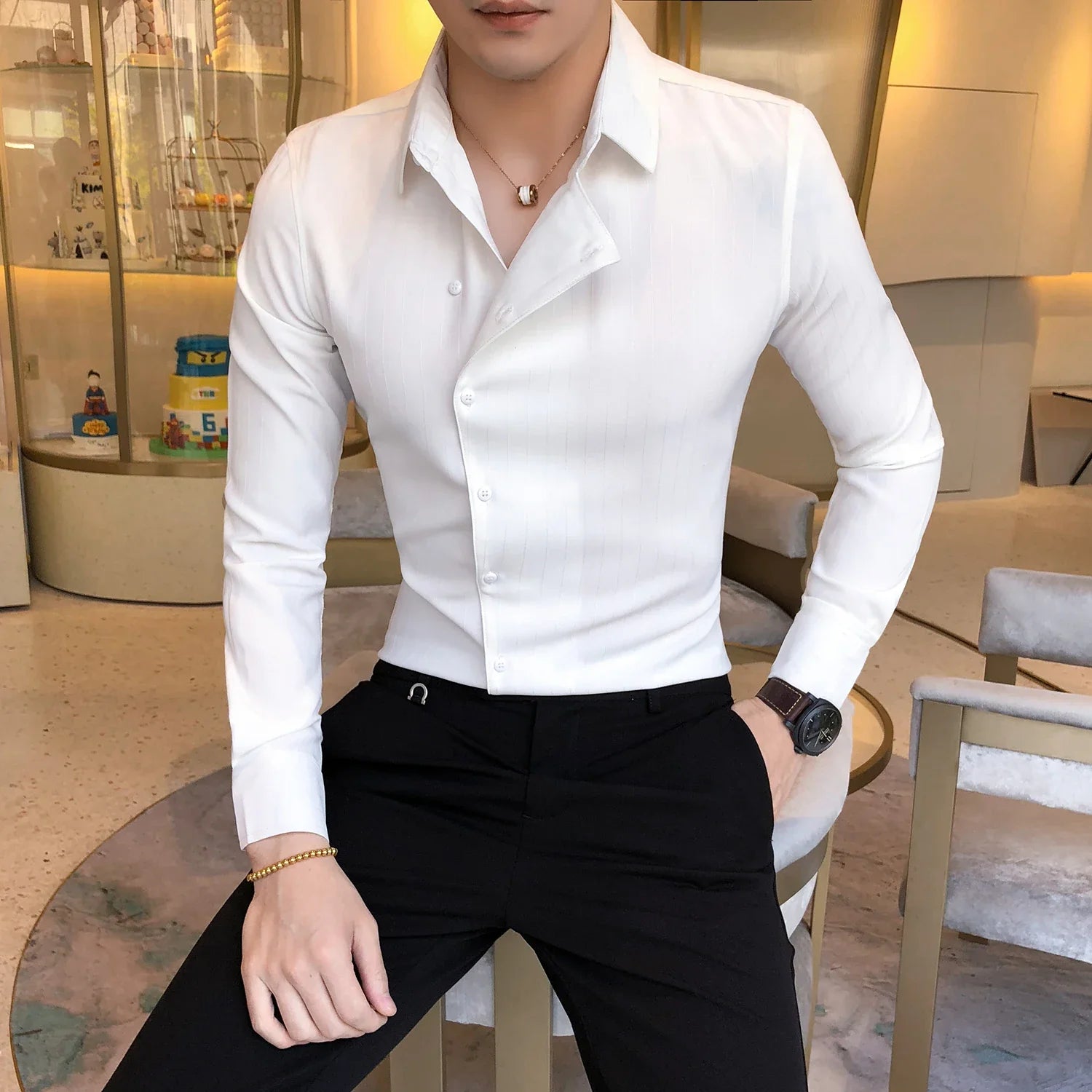 Hehope High Quality Solid Color Shirt Dress Brand New Slim Fit Men Shirt Solid  Long Sleeve Shirts Men Camisa Masculina Tuxedo Clothes