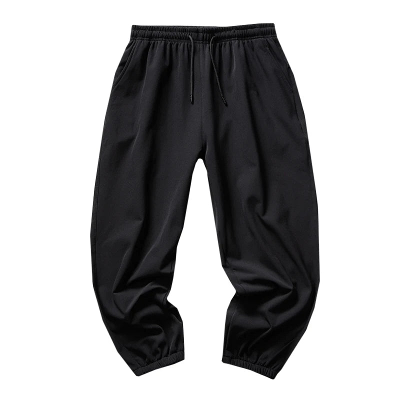 Hehope New Boys' Nylon Four Side Spring Summer Korean Casual Pants Men'S Ice Silk Leggings 9-Point Sweatpants Loose And Trendy Trousers