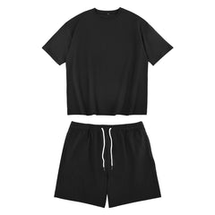 boy outfits Suit Cotton Short-Sleeved T-shirt and Shorts with Suit Summer Casual 2-Piece Set for Men and Women