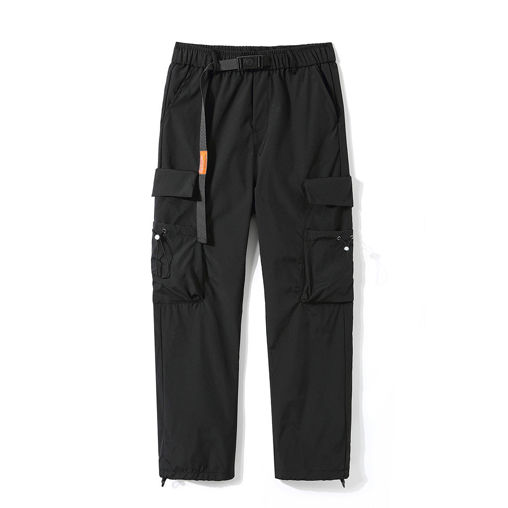 techwear outfits Outdoor Three-Proof Casual Pants Men's 2024 Spring and Autumn Fleece-Lined Pants New Tooling Functional Pants Trend