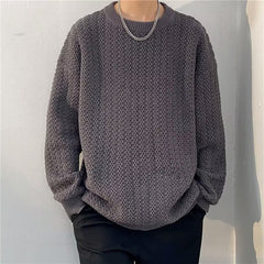 men’s style Retro Lazy Sweater Sweater Men's round Neck Fashion Brand Ruan Shuai Loose Couple Solid Color Casual All-Match Sweater