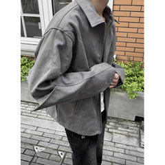 men fall outfits American Retro Short Suede Jacket Men's Design Sense Three-Dimensional Stitching Long Sleeve Pioneer Jacket Fashion